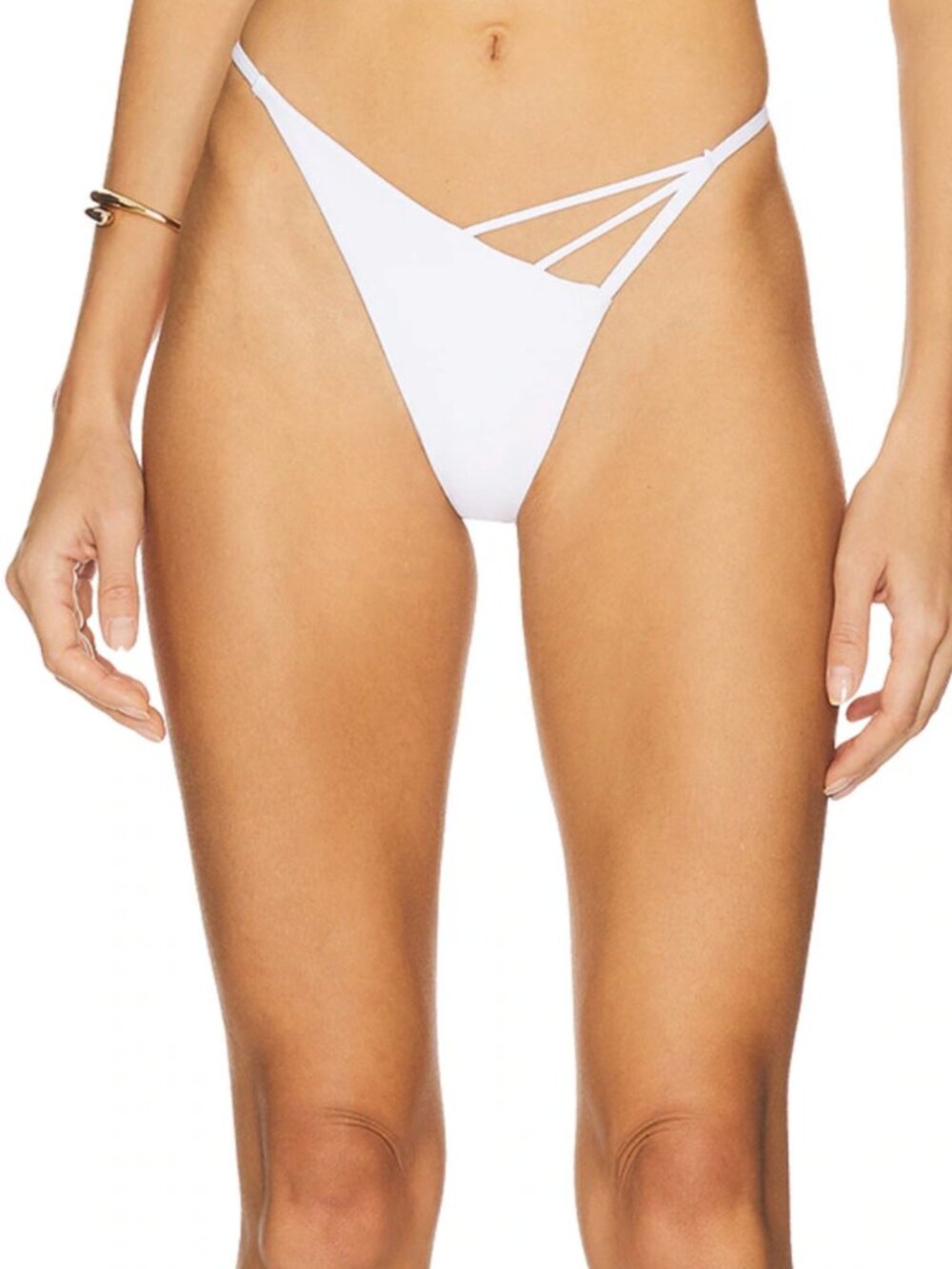 lovewave The Charley Bikini Bottom in White Strappy Cheeky Large Love Wave